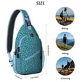 thumbnail image 5 of Sling Backpack,Teal Christmas Snowflake Pattern Sling Bag with Water Bottle Holder,Waterproof Sling Bag for Men/Women with Headphone Jack for Hiking,Travel, 5 of 6