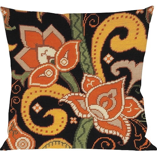 Jacobean Needlepoint Kit, 12" x 12", Stitched In Yarn