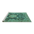 thumbnail image 2 of Ahgly Company Machine Washable Indoor Square Persian Turquoise Blue Traditional Area Rugs, 3' Square, 2 of 4