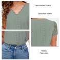 thumbnail image 4 of Blusa hueca de manga corta, camiseta de manga corta con escote en V y encaje de crochet Camiseta de cuello en V con encaje de crochet Rendimiento potente, 4 of 5