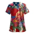 thumbnail image 5 of GEWSEY Scrubs for Women Patriotic Nurse Shirt 4th of July Plus Size V Neck Short Sleeve Scrub Top American Flag Nursing Tops (Red, L), 5 of 8