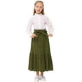 thumbnail image 3 of Yesfashion Girls Casual Button Front Ruffle Hem Elastic High Waist Long Swing Tiered Maxi Skirt, 3 of 7
