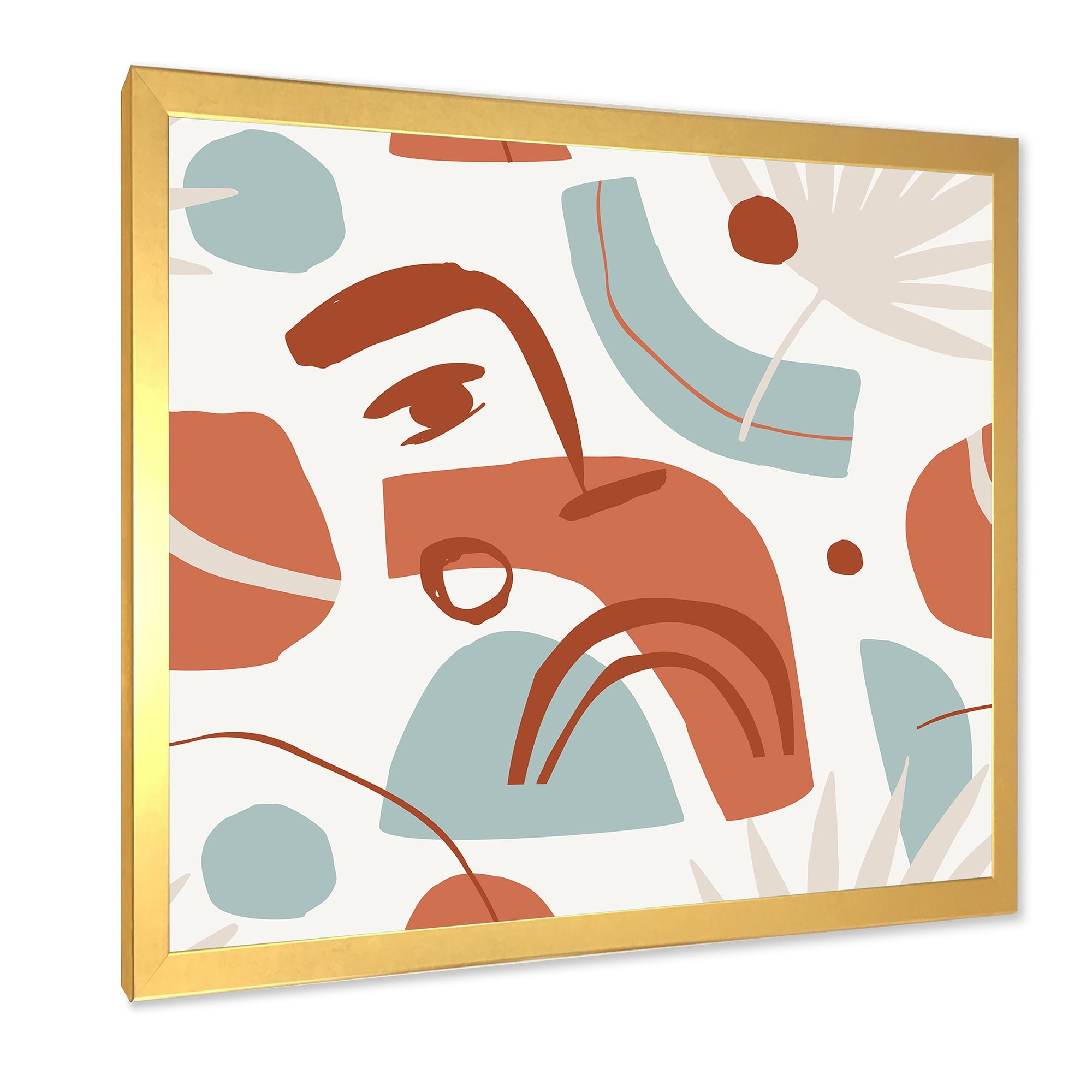 Designart 'Tropical Palm Leaves With Geometrical Shapes' Modern Framed Art Print