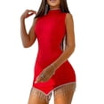 thumbnail image 3 of Women's Dresses, Contrast Rhinestone Round Neck Sleeveless Dress, Women's Casual Wear-2-S, 3 of 7