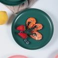 thumbnail image 4 of 1pc Coloured Ceramic Tableware Western Steak Plate Microwave Oven Available Ceramic Food Plate Round Shape (Dark Green 6 Inches), 4 of 9