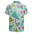 thumbnail image 5 of Camisa hawaiana clásica de verano con estampado 3D para hombre, divertida camisa de manga corta con cuello abotonado y múltiples elementos para fiestas con patrón retro, 5 of 5