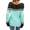 thumbnail image 5 of Tuphregyow Women Pullover Sweater Top Stripe Print Trendy Oversized Fuzzy Party Outdoor Chunky Warm Knit Sweater Casual Jumper Tops Crew Neck Long Sleeve Light Blue S, 5 of 5