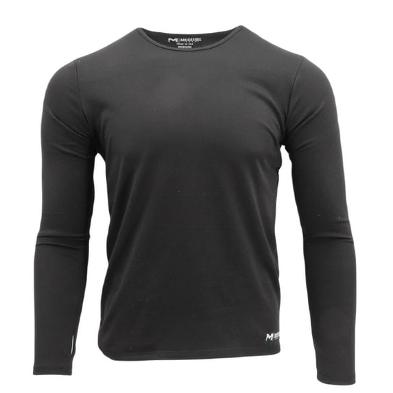French Terry Thermal Top, Moisture Wicking, Midweight Layer, Made in USA, Black, Size 2X-Large