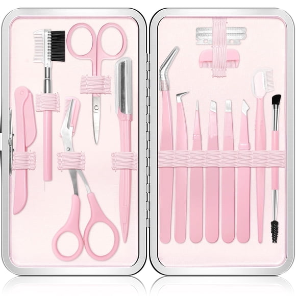 Kit de pinzas para cejas NXPPYY 17 en 1 para mujer con tijeras