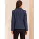 thumbnail image 4 of Chaqueta de mujer elegante a cuadros de Manga larga con solapa frontal abierta de tweed Allegra K Azul Oscuro XL, 4 of 6