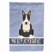 Caroline's Treasures BB5714GF Bull Terrier Black White Welcome Flag Garden Size , Small, multicolor