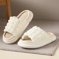 thumbnail image 1 of (Especificado de venta) Pantuflas de lino y algodón de burbujas de estilo japonés con suela gruesa Four Seasons - Suela gruesa de lino cuadrado blanquecino (Adecuado para pies 39-40), 1 of 5