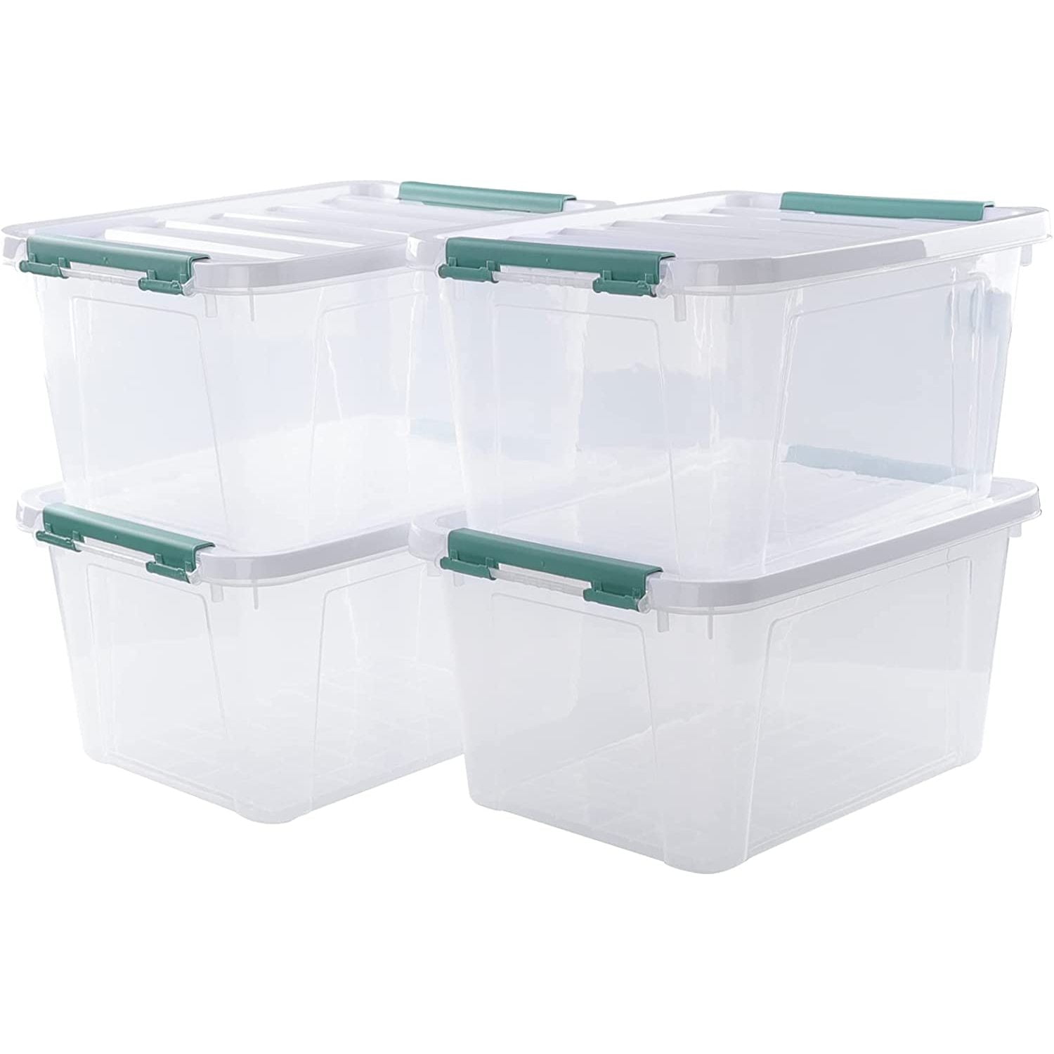 4pack 20 Quarts Storage Boxes with Lids, Clear Plastic Bins Totes