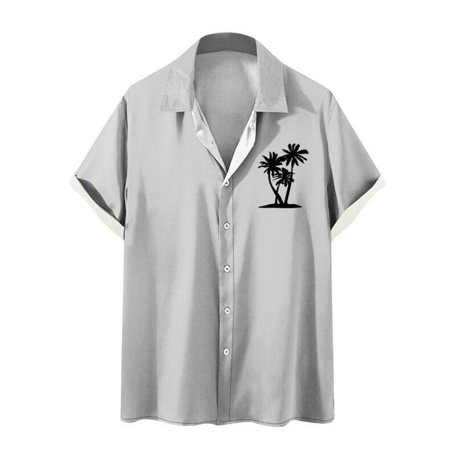 Camisas de Manga Larga para Hombres Blusa Cómoda de Cuello de Impresión, Camisa Casual de Poliéster para Uso Diario, de Fiesta Y de Primavera de Verano