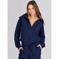 thumbnail image 5 of Women 2 Piece Outfits Sweatsuit Set 2023 Fall Oversized Half Zip Sweatshirt Wide Leg Sweatpant Lounge Set Tracksuit, 5 of 5