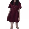 thumbnail image 1 of Sweet Tempérament Robe Femme Couleur Unie Col Manches Courtes Robe Trapèze, 1 of 7