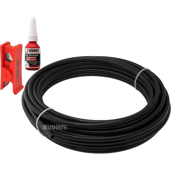 Vixen Air 3/8" OD Heavy Duty Nylon Hose 50FT with Thread Sealant and Hose Cutter for Suspension/Air Ride/Train Air Horn VXA38050K