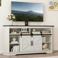 thumbnail image 2 of Dextrus TV Stand for 70" TV with Mount, Farmhouse Entertainment Center with Power Outlets & Sliding Barn Doors, White, 2 of 10