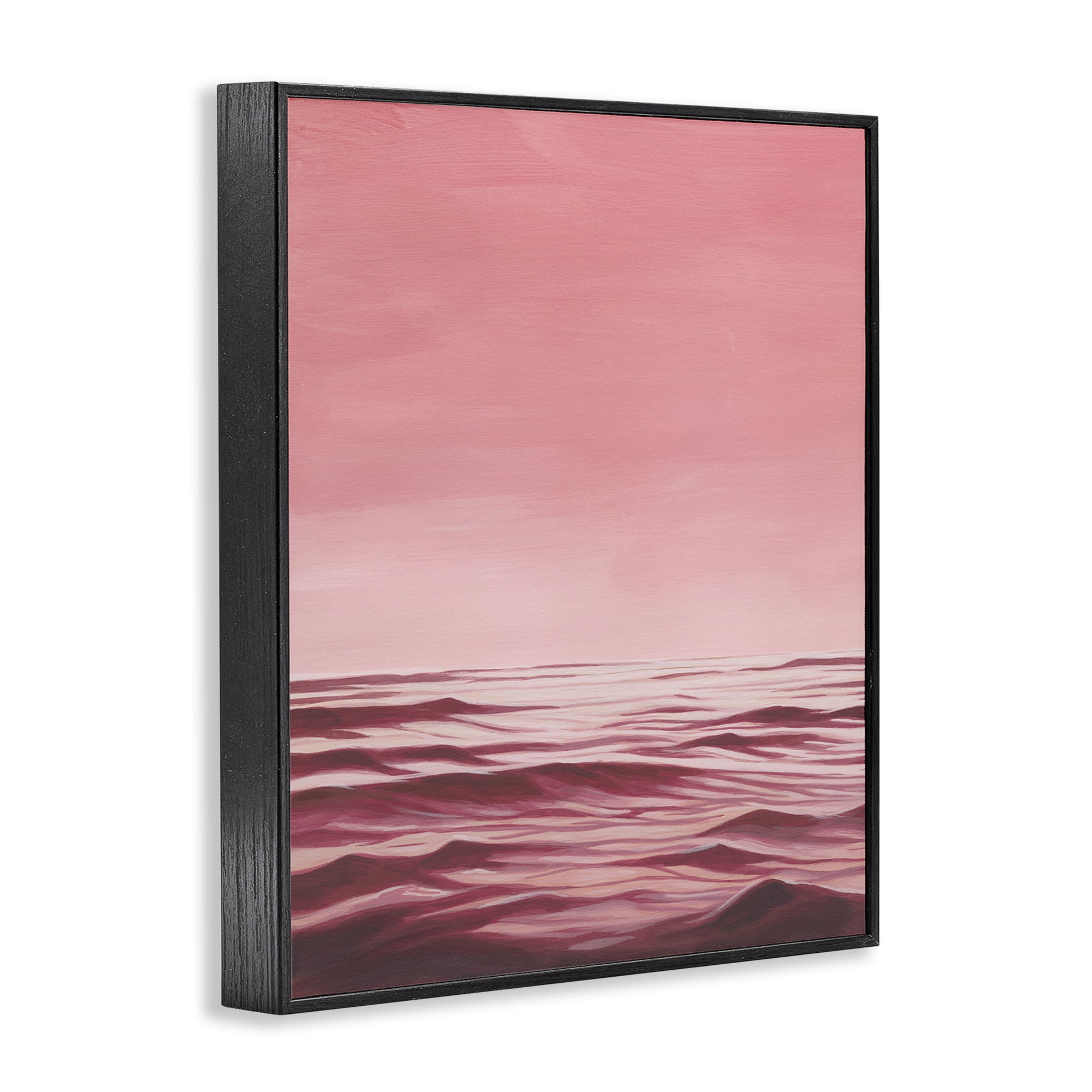 Stupell Industries Pink Ocean Ripples Coastal Painting Black Framed Art Print Wall Art, 16 x 20