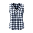 thumbnail image 4 of IUYRTFE Women's Sleeveless V Neck Gingham Plaid Tank Top 100% Linen Relaxed Fit Summer Casual Blouse, 4 of 6