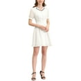 thumbnail image 2 of MODA NOVA Junior's Peter Pan Collar Tie Waist Chiffon A-Line Button Up Mini Ruffle Dress, 2 of 6