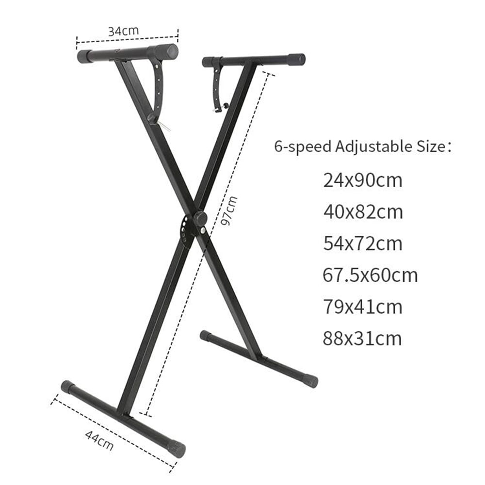 X-type Keyboard Stand + Adjustable Folding Piano Bench Stool Seat Black