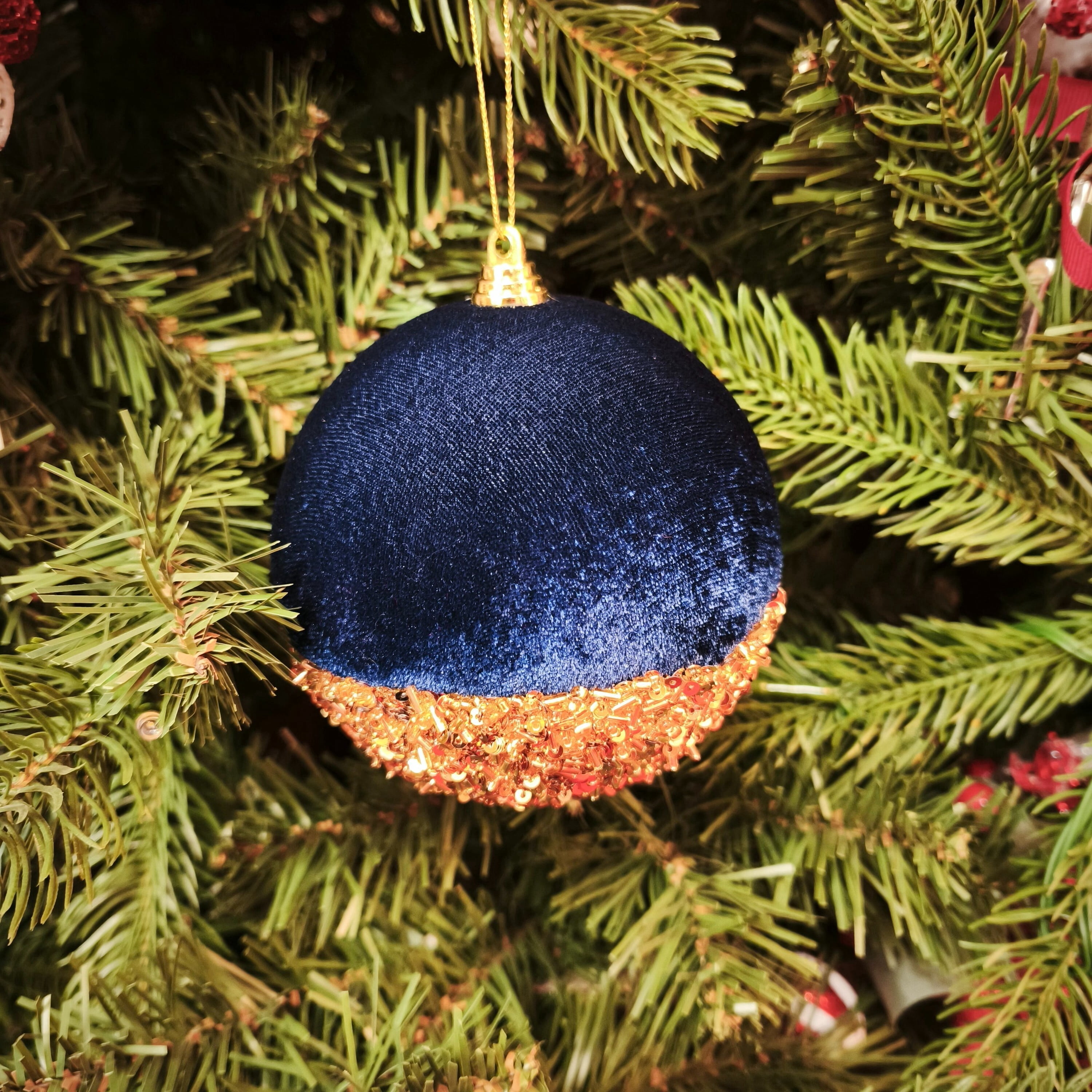 Blue and Gold Ball Christmas Ornament, 4.5", by Holiday Time
