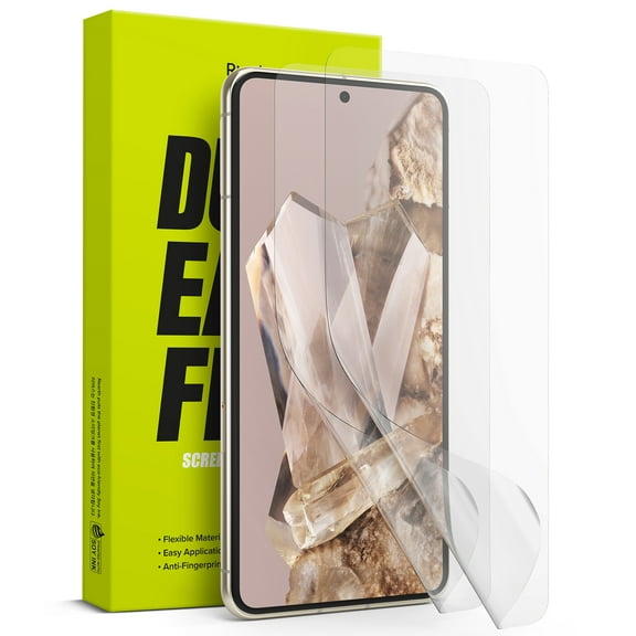 Ringke Dual Easy Film [4-Layer Protection / 2 Pack] Compatible with Google Pixel 8 Pro Screen Protector, Self Healing Repair Coating Full Coverage HD Clear Screen Protector with Installation Tool
