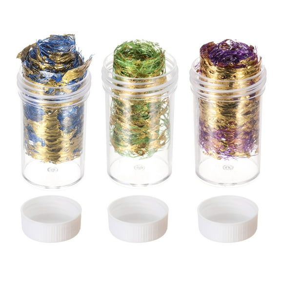 Uxcell 18g Gold Flakes 3 Bottles Mesh Gold Foil Sheet,Blue,Green,Purple
