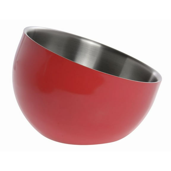 HUBERT® Serving Bowl Red Stainless Steel with Double Walls Angled - 9 1/2 Dia