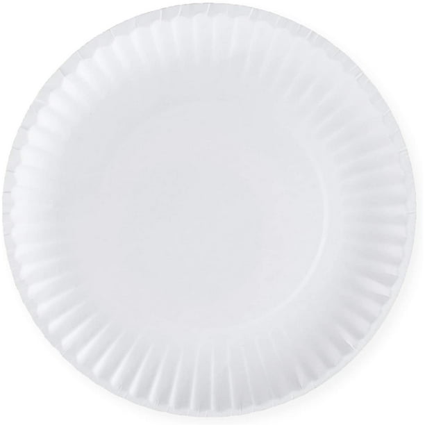 Comfy Package [300 Pack] Bulk Disposable White Uncoated Paper Plates, 9