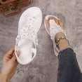 thumbnail image 6 of FRSASU Women's Sandals Summer Flowers Bohemian Dressy Flats Shoes Comfortable Flip Flops Outdoor Walking White, 6 of 9