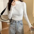 thumbnail image 4 of ﹍Cuello medio alto con una camisa de fondo negro para mujer suéter de todo fósforo de otoño e invierno para mujer 2021 nuevas blusas de manga larga moda extranjerapangjing, 4 of 4