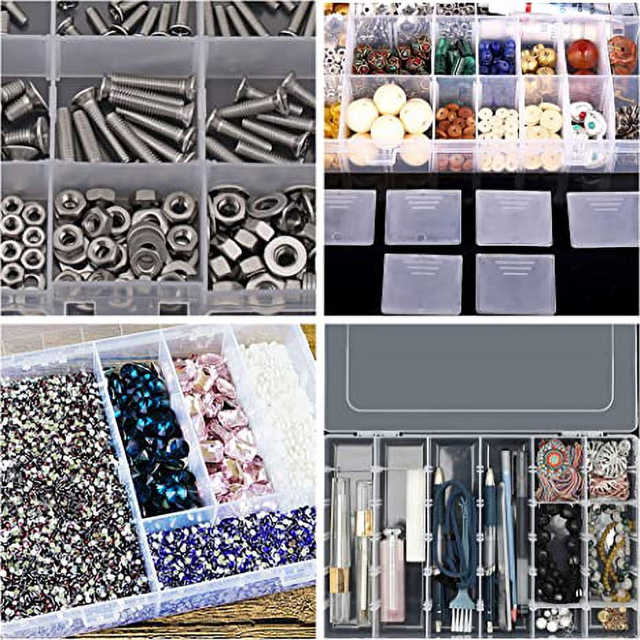 Namzi 36 Grids Clear Plastic Bead Organizer Jewelry Storage Box for Bead Storage, Felt Board Letters, Fishing Tackle, Loom Bands, Craft, Rock Collection with Adjustable Dividers (4 Packs)