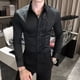 thumbnail image 3 of D Camisa De Encaje Con Patchwork Para Hombre, Manga Larga,, 3 of 8