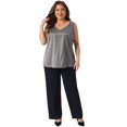 thumbnail image 3 of DARING DIVA Women's Plus Casual Silk Satin Tank Top V Neck Cami Blouse 2X Grey, 3 of 6