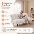 thumbnail image 6 of CHITOOMA 66" Futon Sofa Bed with Adjustable Backrest, Corduroy Convertible Futon Couch, Extra-Thick Cushion, Comfy Loveseat for Small Spaces, Apartment or Office, White, 6 of 8