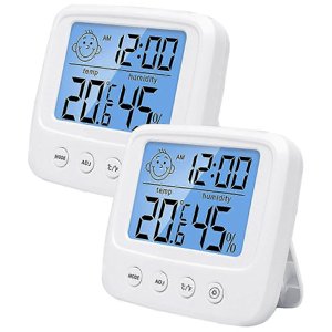 Adet Higrometre İç Mekan Dijital Termometre ve Nem Ölçer, 12/24 Saat Alarm, Sıcaklık ve Nem Monitörlü Oda Termometresi, Arka Aydınlatma, Cl_Perfect Hediye