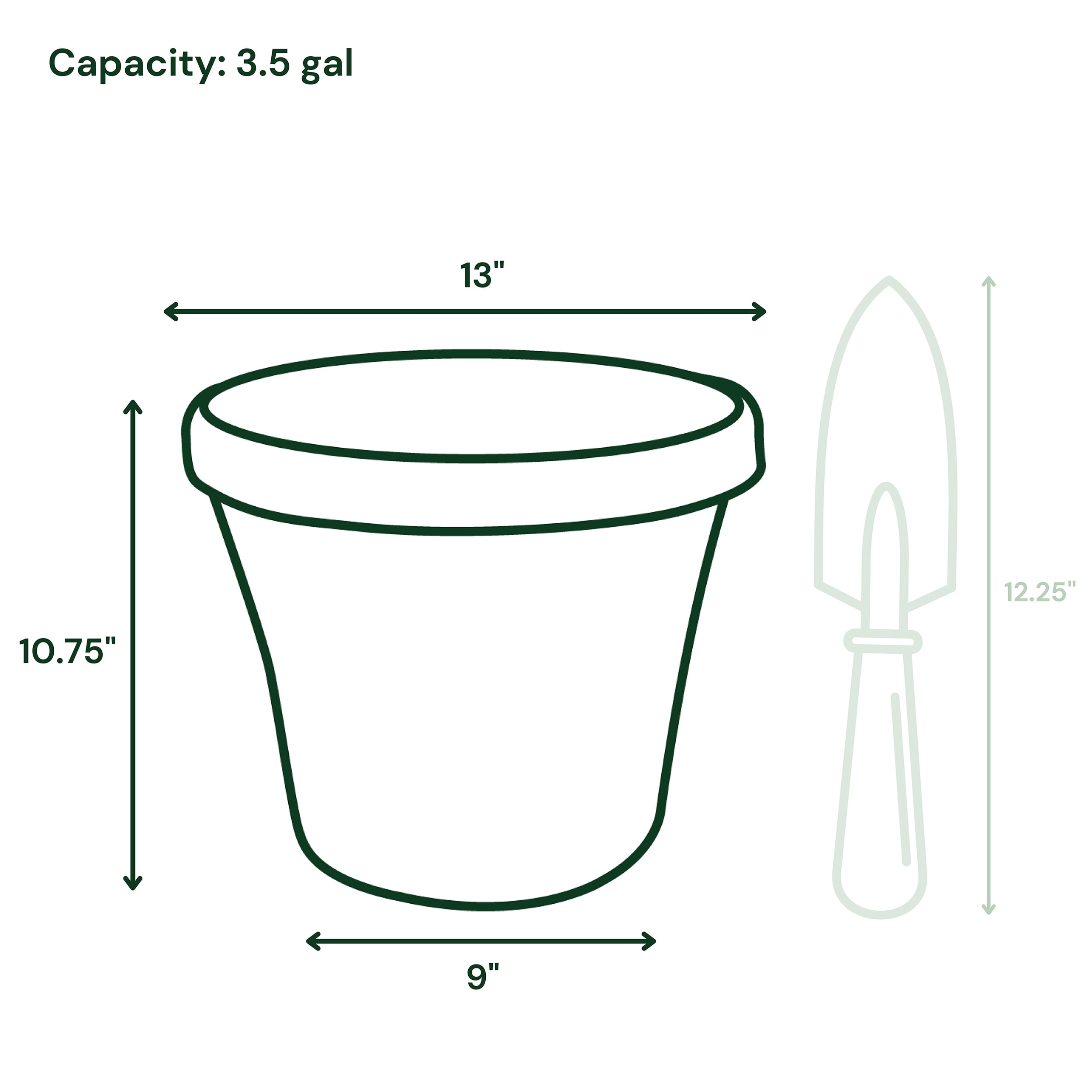 Bloem Terra 12" Diameter Round Living Green Resin Planter Pot with Drainage Holes for Indoor and Outdoor Gardening