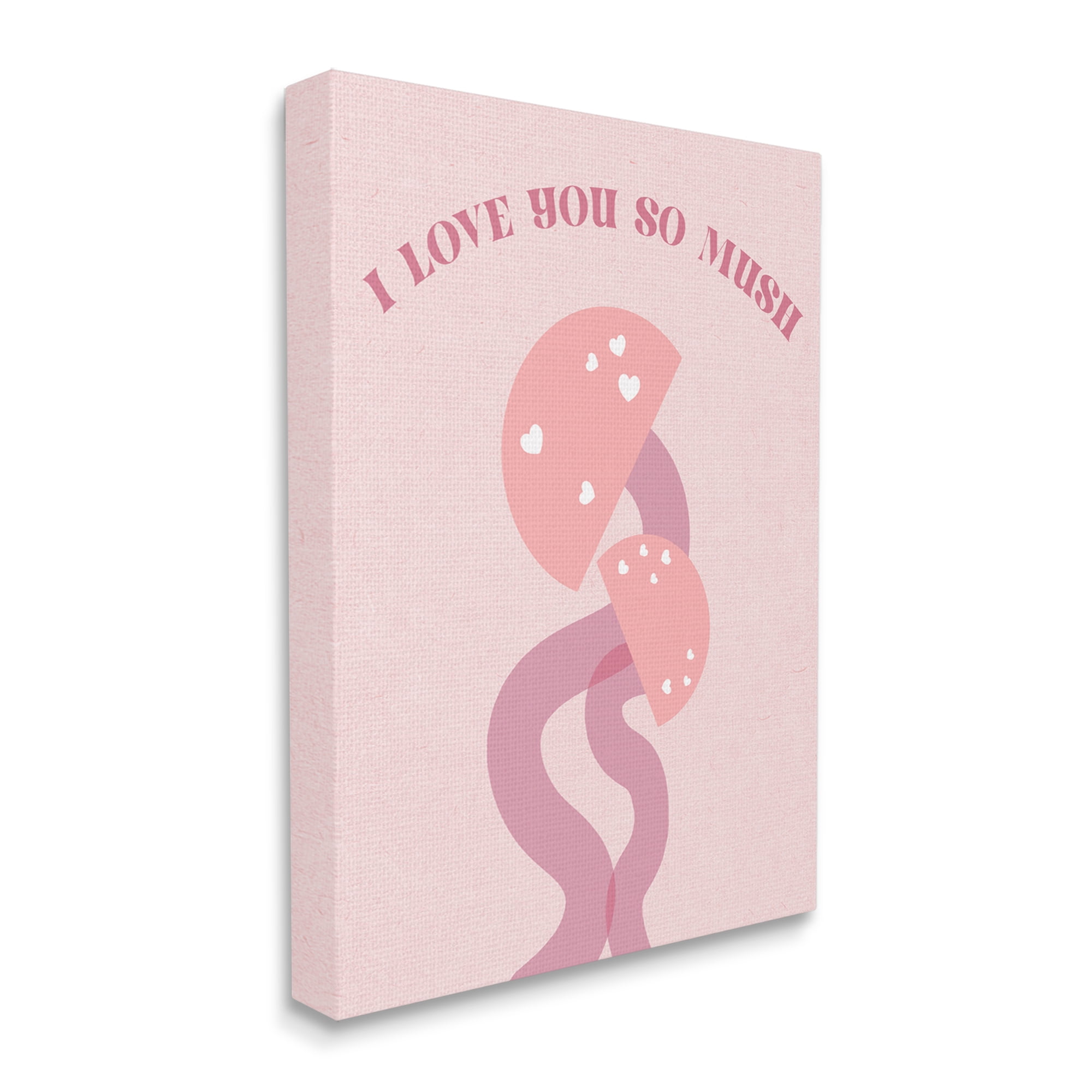 Stupell Industries Love You Pink Mushrooms Botanical & Floral Painting Gallery Wrapped Canvas Art Print Wall Art, 16 x 20