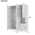 thumbnail image 4 of Noble House 2-Doors Wooden Wardrobe with Shelves and 3 Drawers,Large Space Storage for Bedroom, White, 4 of 9