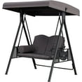 thumbnail image 3 of PURPLE LEAF Outdoor Patio Porch Swing with Stand, 2-Seat Swing Chair with Adjustable Tilt Canopy All-Weather Steel Frame for Backyard Front Porch Lawn, Cushions and Pillow Included, Grey, 3 of 10