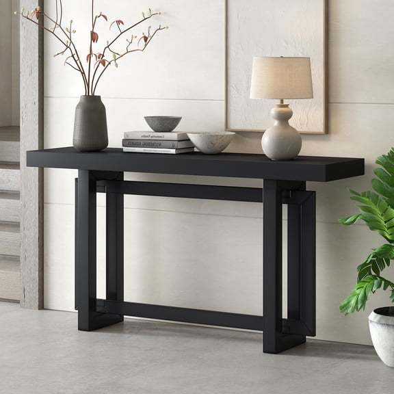 UBesGoo Modern and Industrial Console Table Sofa Table, Extra Long Entryway Table for Hallway Living Room Foyer Corridor Bedroom, Black