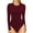 Burgundy, variant on Crew Neck Long Sleeve Bodysuits for Women Round Neck Fitted Tops,Size S-XXL