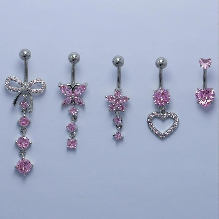 Nipple and Belly Button Ring Set Pink Nipple Belly Piercing