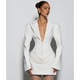 thumbnail image 6 of Women'S Knit Bodycon Dress Long Sleeve V Neck Bodycon Sheath Dress Elegant Party Mini Dress White S, 6 of 8