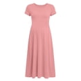 thumbnail image 5 of fheaev Summer Maternity Dresses for Women Short Sleeve Crew Neck Mid-Length Solid Color Loose Fit Casual Dress Pink L, 5 of 7