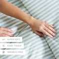 thumbnail image 5 of Noble Linens Light Blue Puffed Rugged Stripes 3-Piece Duvet Cover Set, Full/Queen, 5 of 13