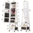 thumbnail image 2 of 360° Swivel Jewelry Armoire with Mirror, Floor Standing Lockable Jewelry Armoire with Drawer and Shelf, 2 of 9
