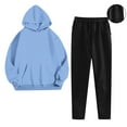 thumbnail image 2 of Women 2 Piece Outfit Sports Casual Long Pants Hooded Sweat Suits Sweatpants Set Long Sleeve Hooded Set With Pockets, 2 of 7
